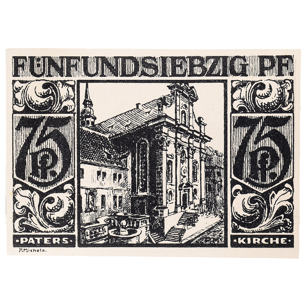 Billete, Alemania, Paderborn, 75 Pfennig, Eglise 1921-11-10, SC Mehl:1043.6