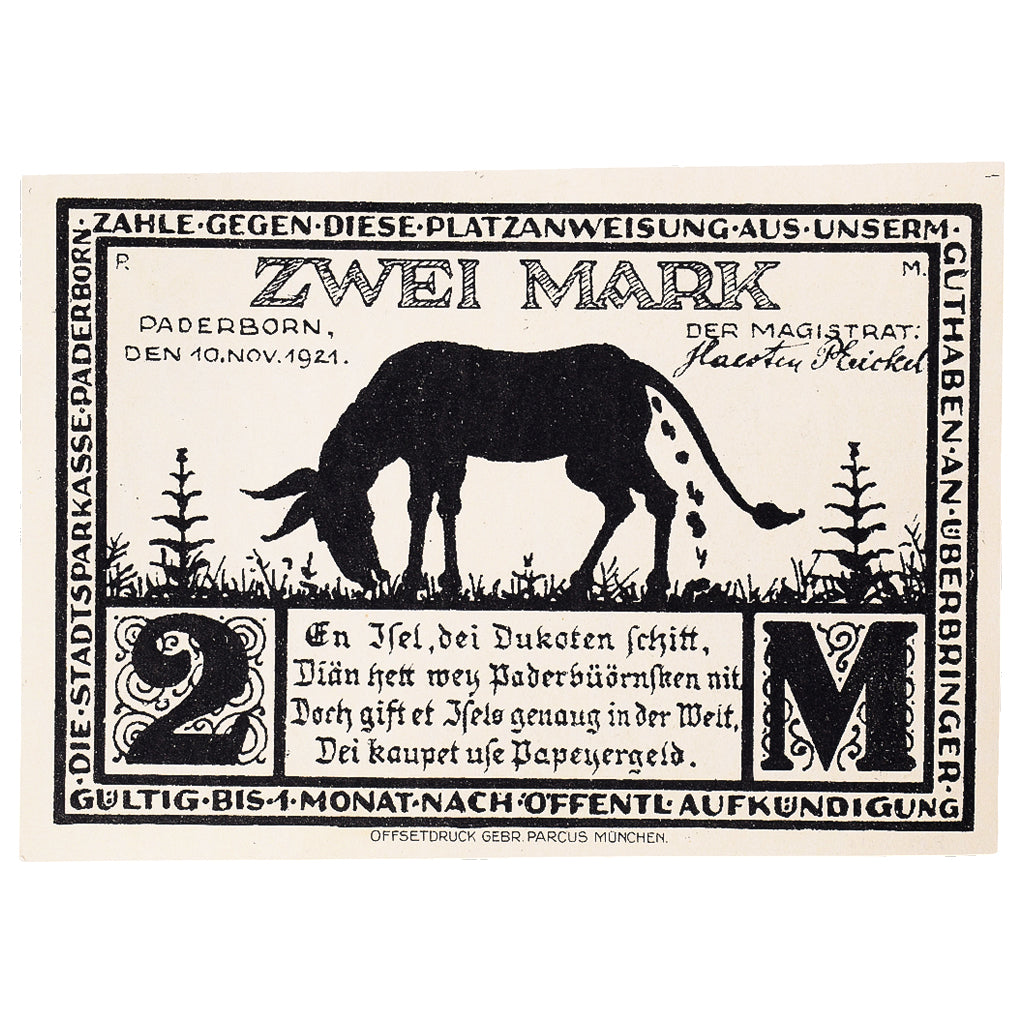 Banconote, Germania, Paderborn, 2 Mark, village 1921-11-10, SPL Mehl:1043.6