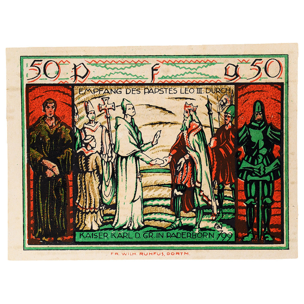 Geldschein, Deutschland, Paderborn, 50 Pfennig, Blason 1921 UNZ- Mehl:1043.2