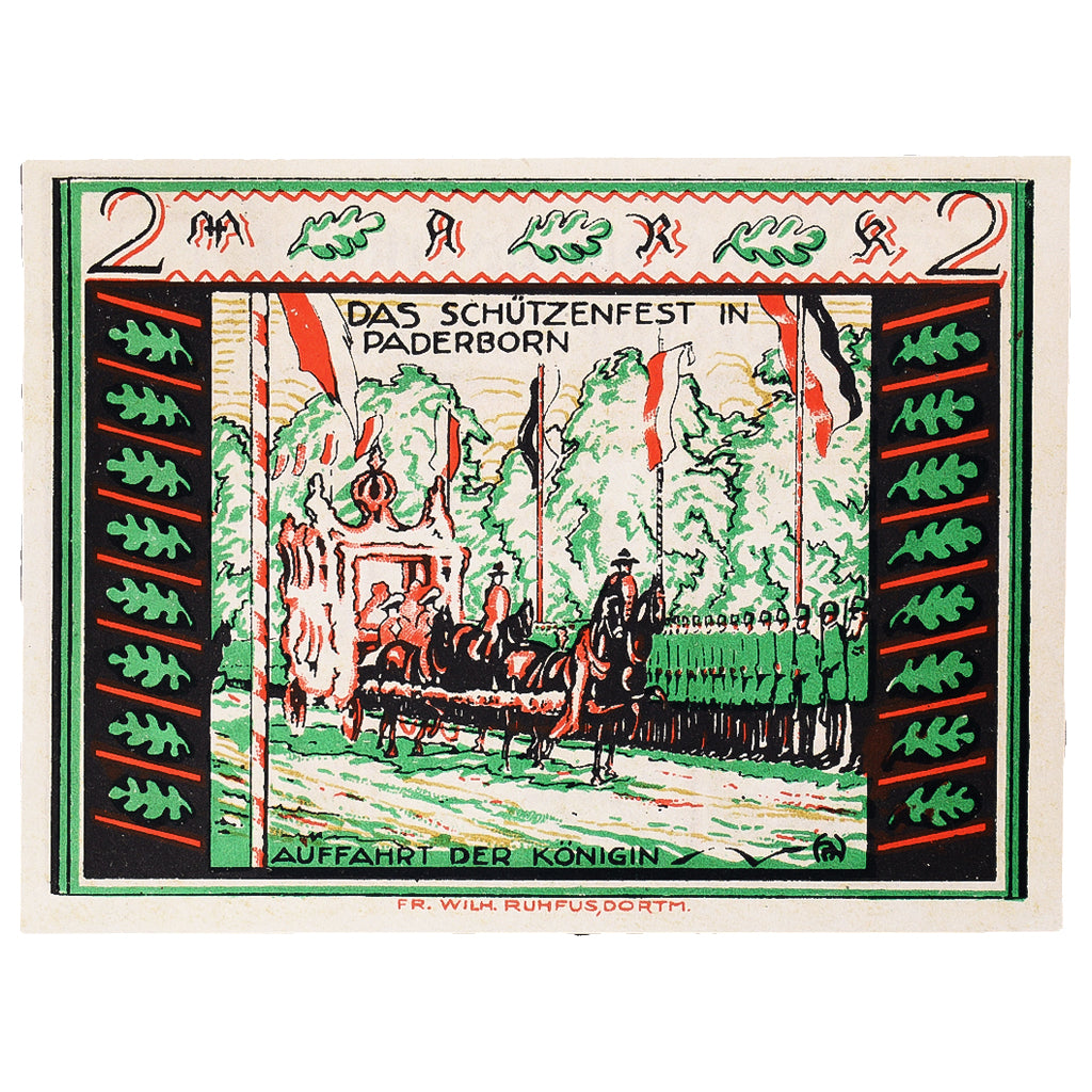Geldschein, Deutschland, Paderborn, 2 Mark, armée 1921-11-10, UNZ- Mehl:1043.2