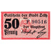 Banconote, Germania, Zeitz, 50 Pfennig, Blason, 1920, SPL, Mehl:Z4.5