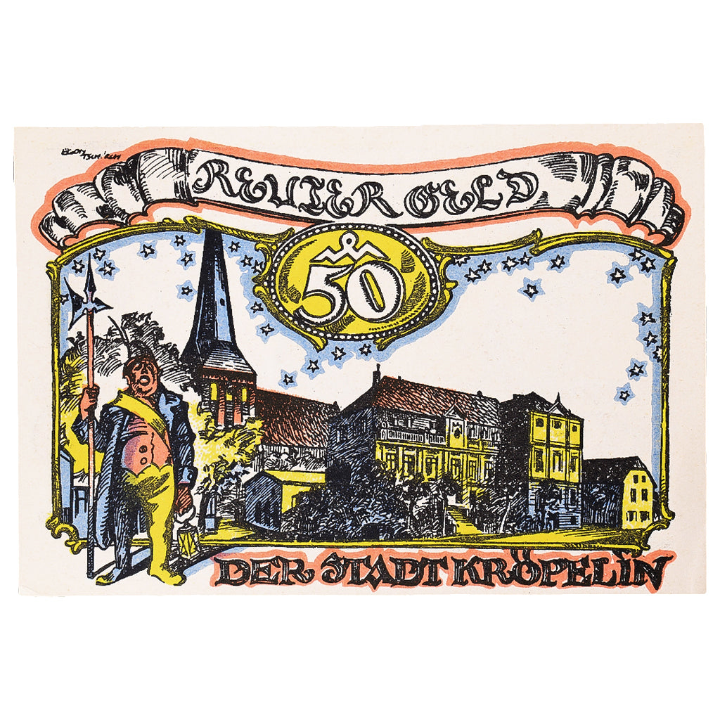 Banconote, Germania, Kröpelin, 50 Pfennig, paysage, 1922, SPL, Mehl:746.1