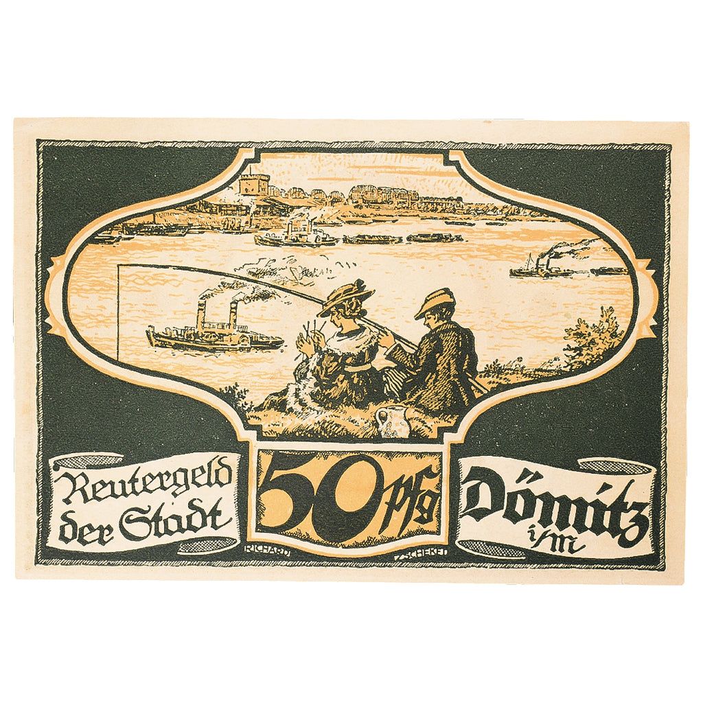 Geldschein, Deutschland, Dömitz, 50 Pfennig, pêcheur 1922-05-31, UNZ- Mehl:278.2