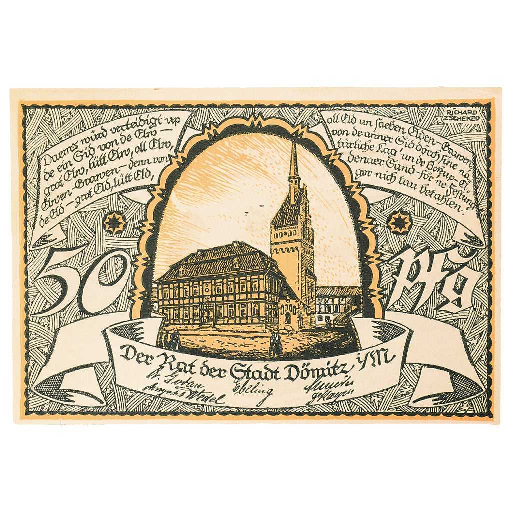 Geldschein, Deutschland, Dömitz, 50 Pfennig, pêcheur 1922-05-31, UNZ- Mehl:278.2