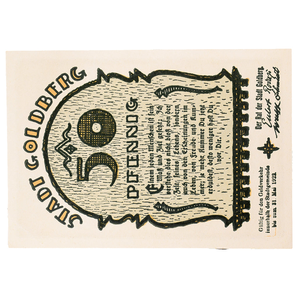 Geldschein, Deutschland, Goldberg, 50 Pfennig, village 1922 UNZ- Mehl:452.1