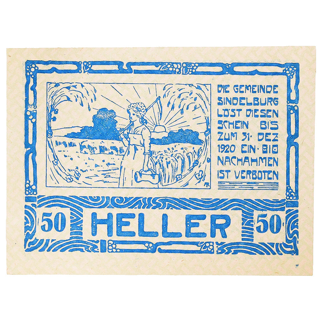 Banconote, Austria, Sindelburg, 50 Heller, village, 1920 SPL Mehl:FS 999a