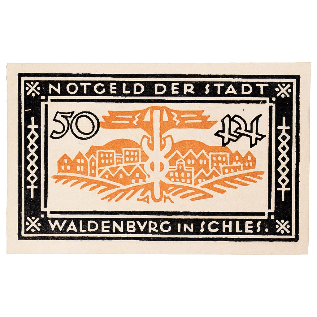 Geldschein, Deutschland, Waldenburg, 50 Pfennig, Blason, 1921, UNZ- Mehl:1371.13