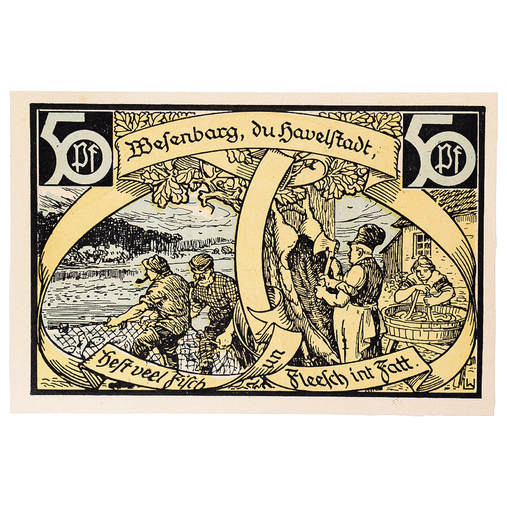 Banknot, Niemcy, Wesenberg, 50 Pfennig, pêcheur 1921-12-31, UNC(63) Mehl:1410.1a