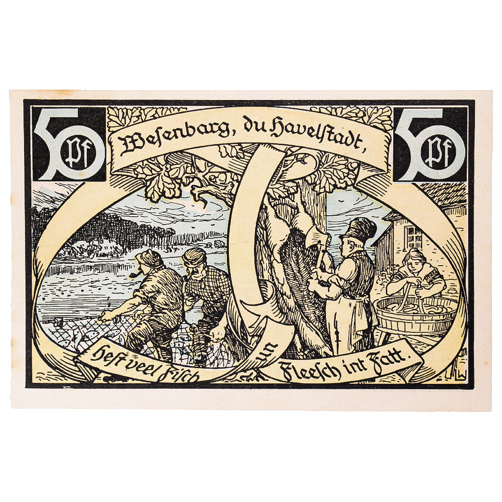 Nota, Alemanha, Wesenberg, 50 Pfennig, pêche 1921-12-31, UNC(63) Mehl:1410.1a