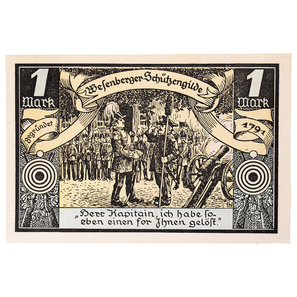 Banknot, Niemcy, Wesenberg, 1 Mark, armée 1921-12-31, UNC(63) Mehl:1410.1a