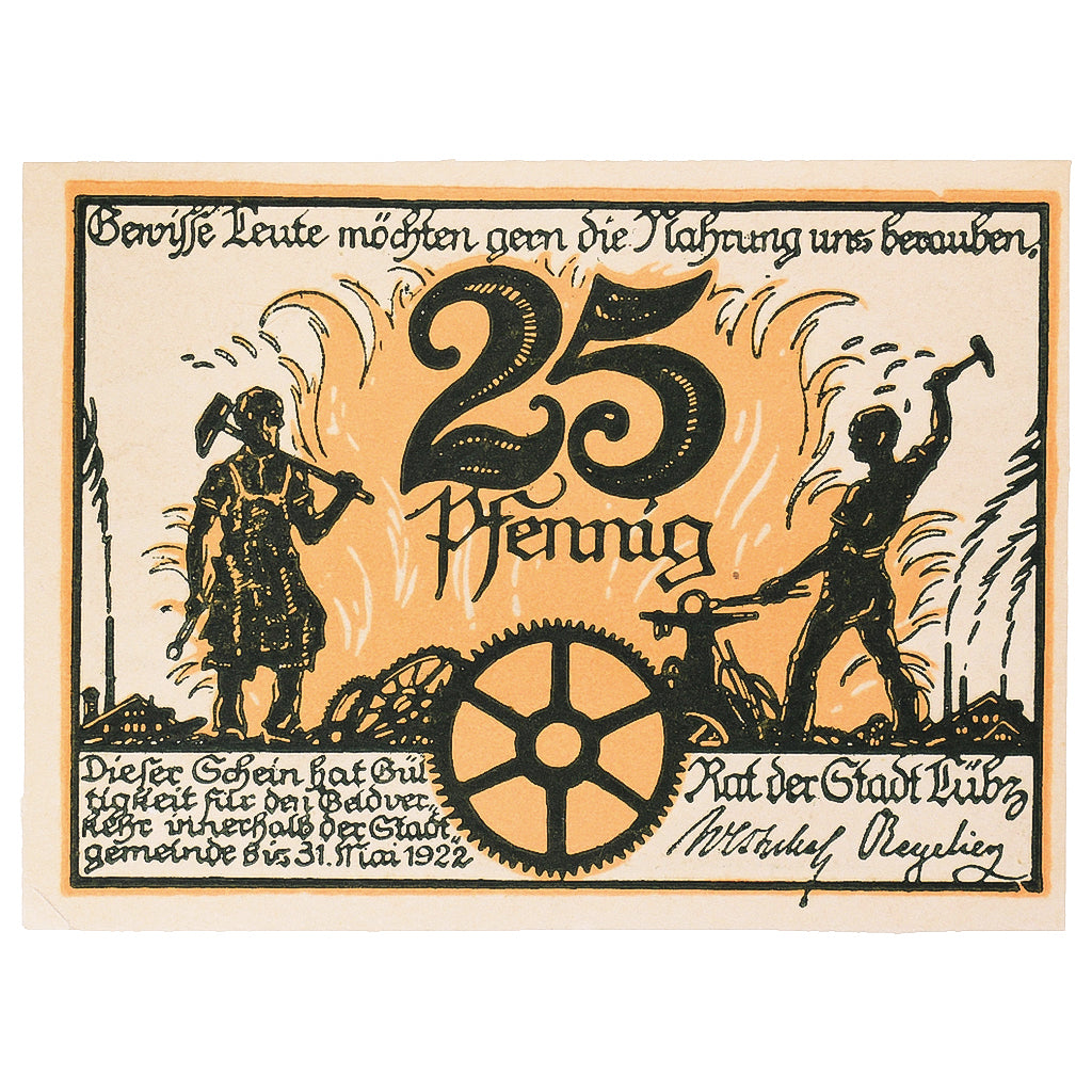 Geldschein, Deutschland, Lübz, 25 Pfennig, Usine 1922-05-31, UNZ- Mehl:835.1