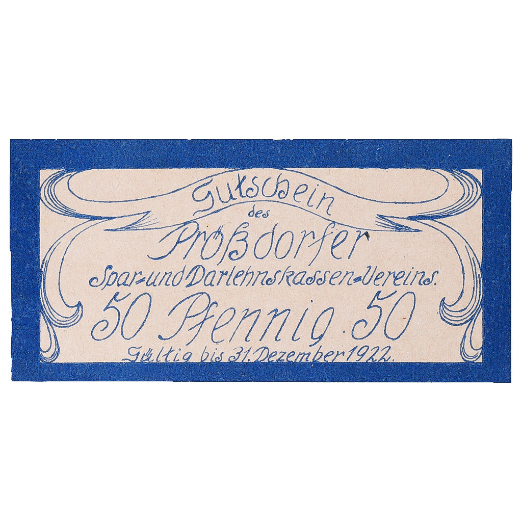 Banknot, Niemcy, Prosdorf, 50 Pfennig, Eglise 1922-12-31, UNC(63) Mehl:K2092b