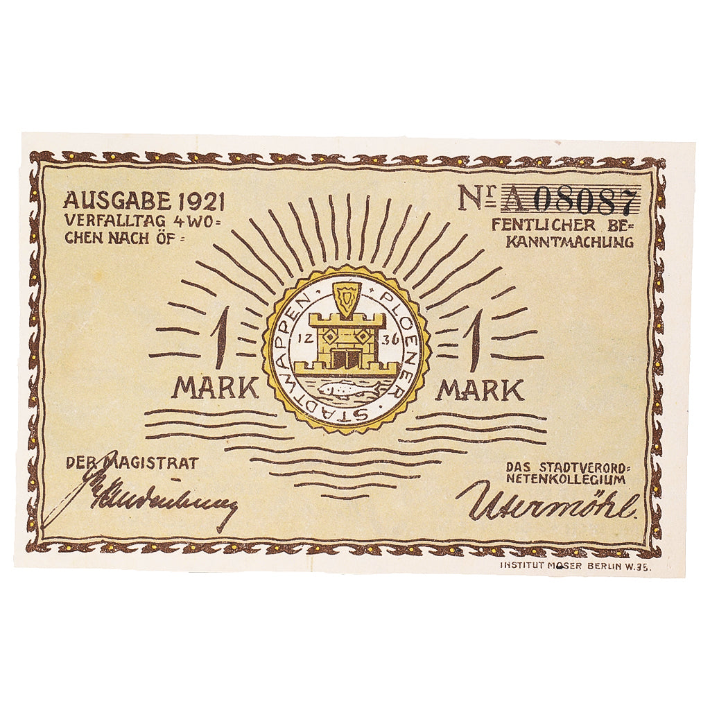 Geldschein, Deutschland, Plön, 1 Mark, fleuve, 1921, UNZ-, Mehl:1064.1