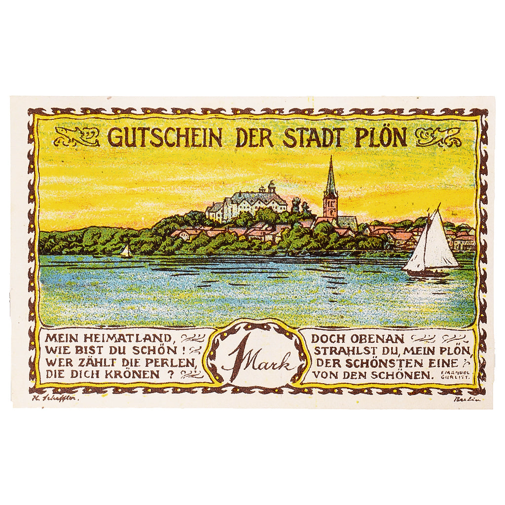 Geldschein, Deutschland, Plön, 1 Mark, fleuve, 1921, UNZ-, Mehl:1064.1