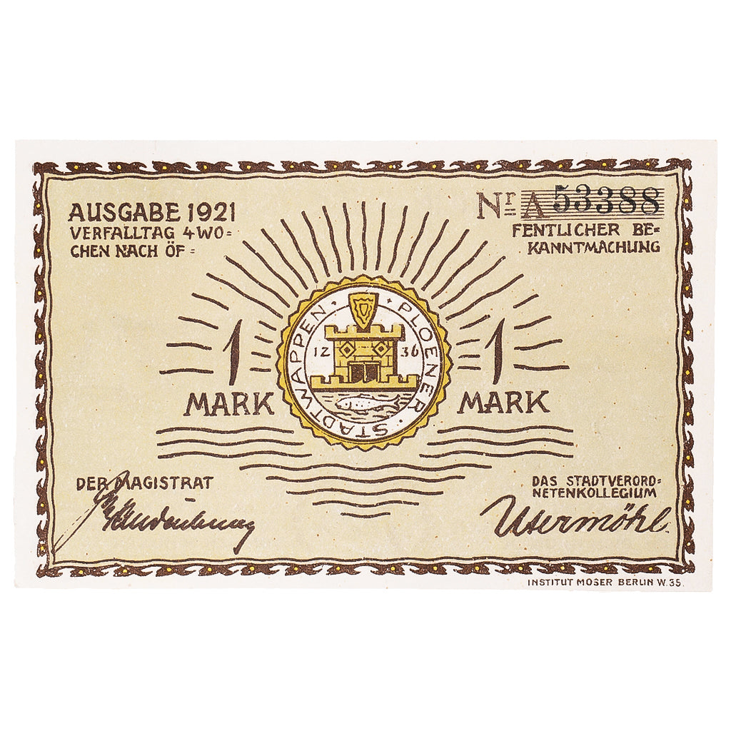 Banconote, Germania, Plön, 1 Mark, bateau, 1921, SPL, Mehl:1064.1
