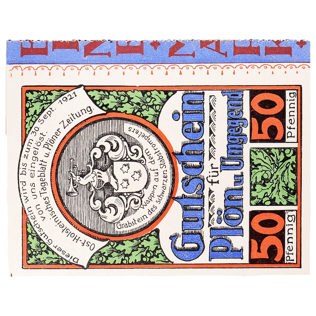 Geldschein, Deutschland, Plön, 50 Pfennig, Eglise, 1921, UNZ-, Mehl:1063.10b