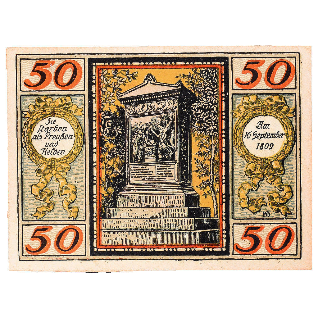 Geldschein, Deutschland, Wesel, 50 Pfennig, Monument, 1921, UNZ-, Mehl:1409.1a
