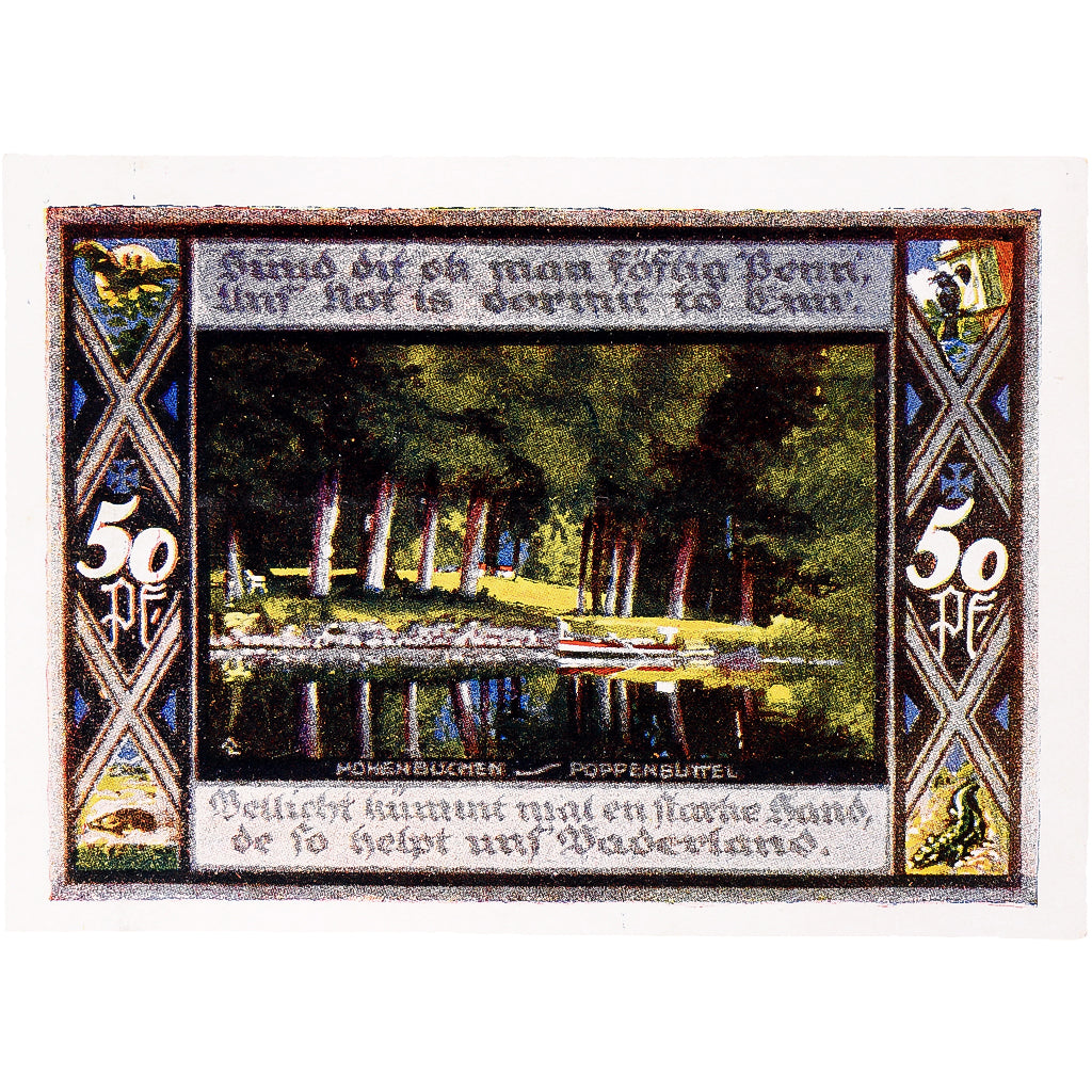 Geldschein, Deutschland, Poppenbüttel, 50 Pfennig, bateau, 1921 UNZ- Mehl:1068.1