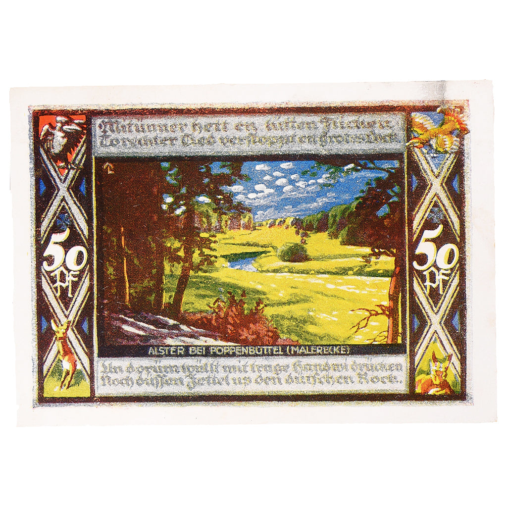 Geldschein, Deutschland, Poppenbüttel, 50 Pfennig, Forêt, 1921 UNZ- Mehl:1068.1