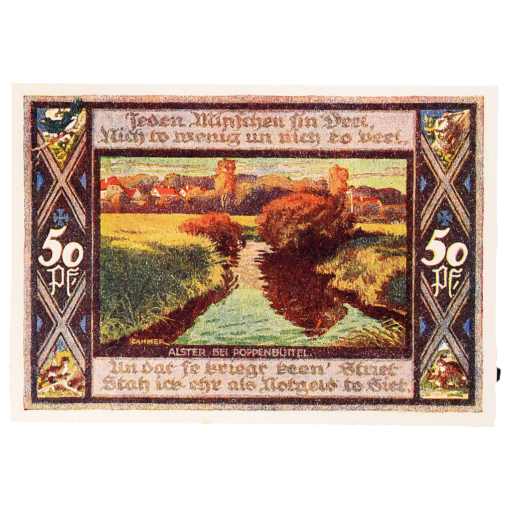 Geldschein, Deutschland, Poppenbüttel, 50 Pfennig, village 1921 UNZ- Mehl:1068.1