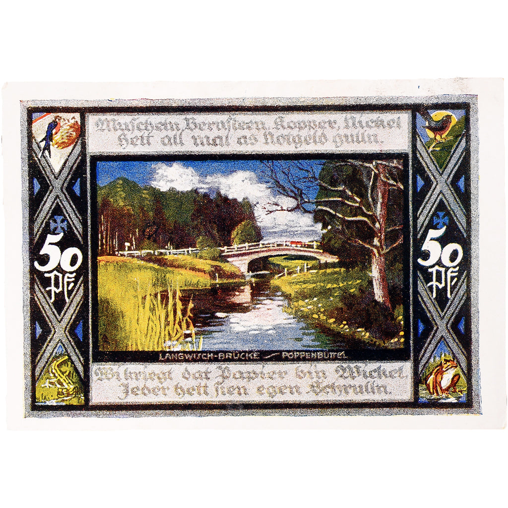 Geldschein Deutschland Poppenbüttel 50 Pfennig, paysage 1, 1921 UNZ- Mehl:1068.1