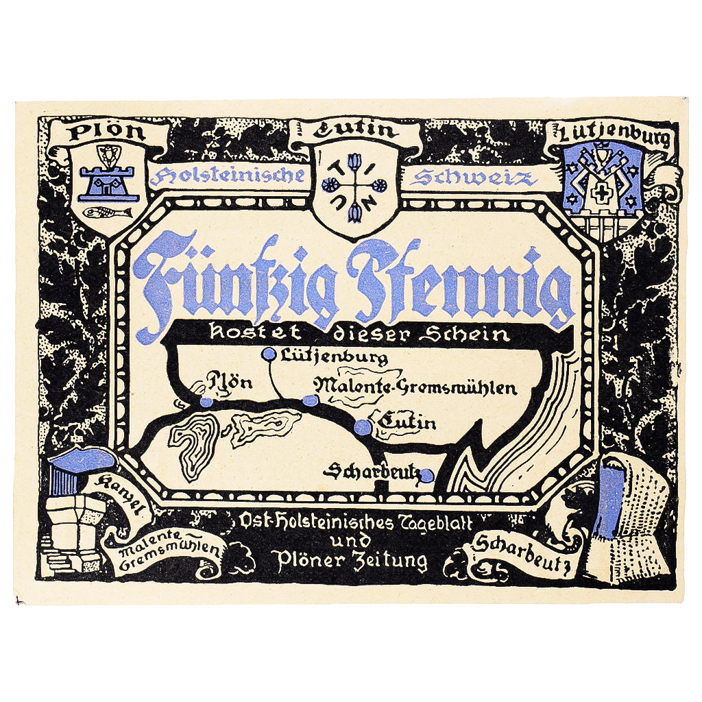 Banknot, Niemcy, Malente-Gremsmühlen, 50 Pfennig, lac, 1921, UNC(63)