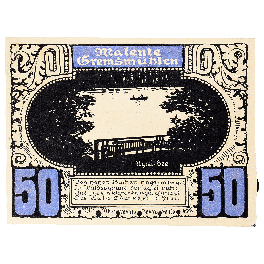 Banknot, Niemcy, Malente-Gremsmühlen, 50 Pfennig, lac, 1921, UNC(63)