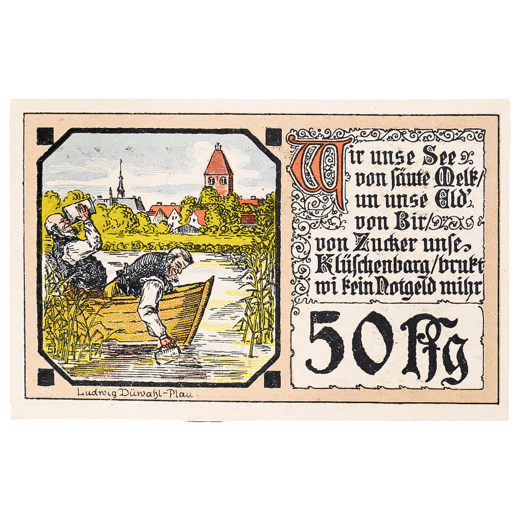 Geldschein, Deutschland, Plau, 50 Pfennig, pêche, 1922, UNZ- Mehl:1061.1
