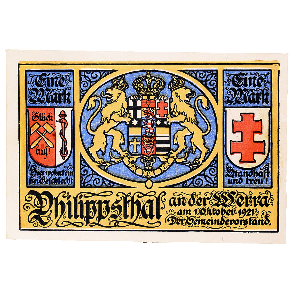 Banknot, Niemcy, Philippsthal, 1 Mark, Maison 1921-10-01, UNC(63) Mehl:1058.1