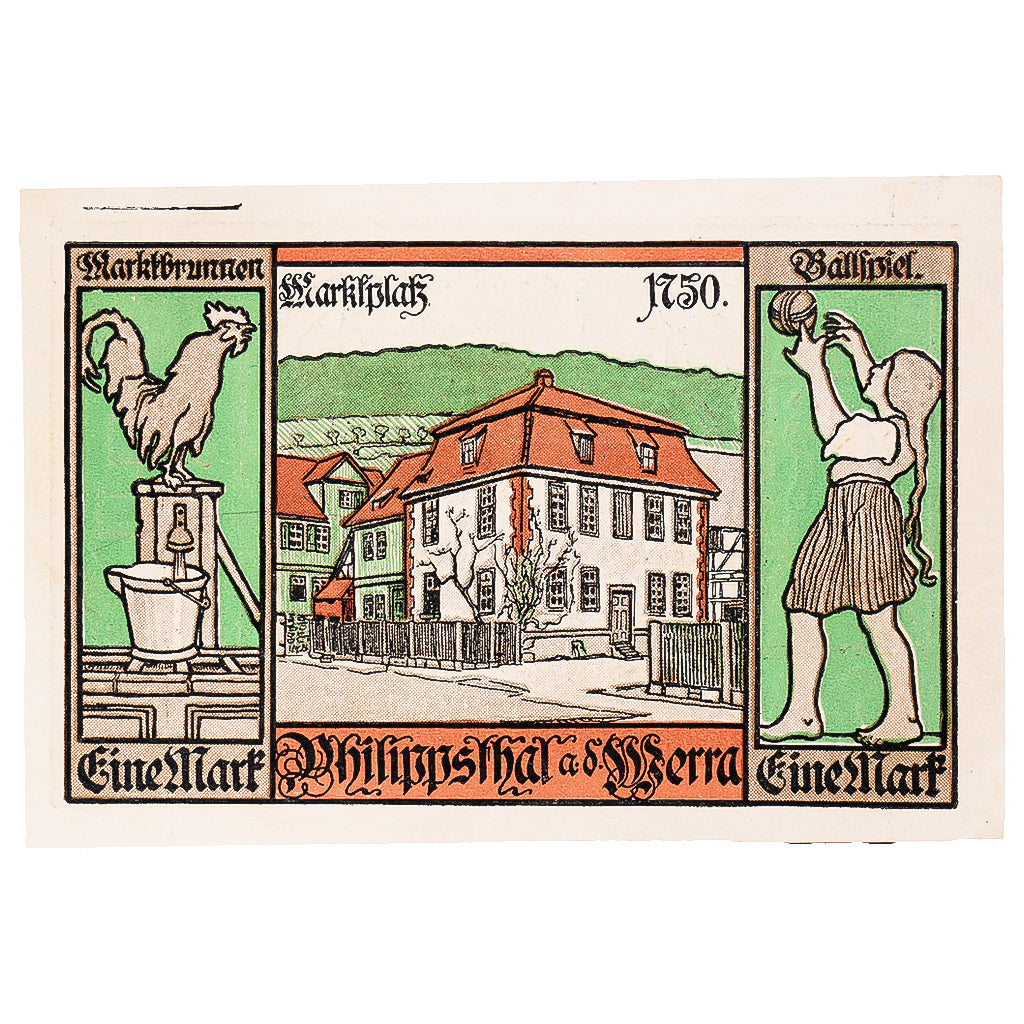 Banknot, Niemcy, Philippsthal, 1 Mark, Maison 1921-10-01, UNC(63) Mehl:1058.1
