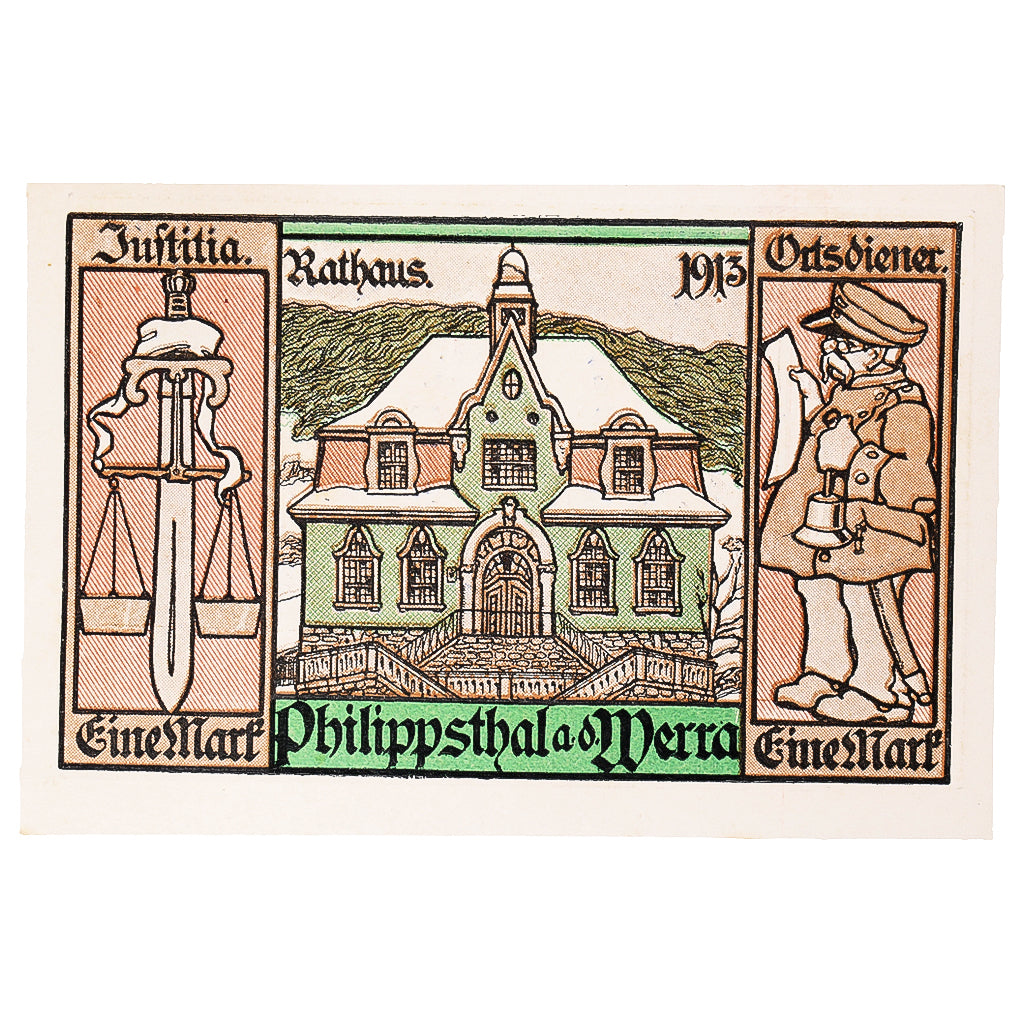 Geldschein, Deutschland, Philippsthal, 1 Mark, mairie, 1921 UNZ- Mehl:1058.1