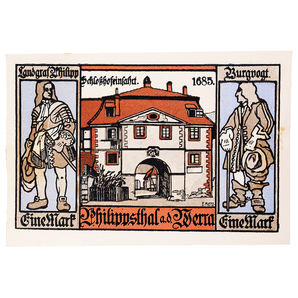 Geldschein, Deutschland, Philippsthal, 1 Mark, porte, 1921 UNZ- Mehl:1058.1