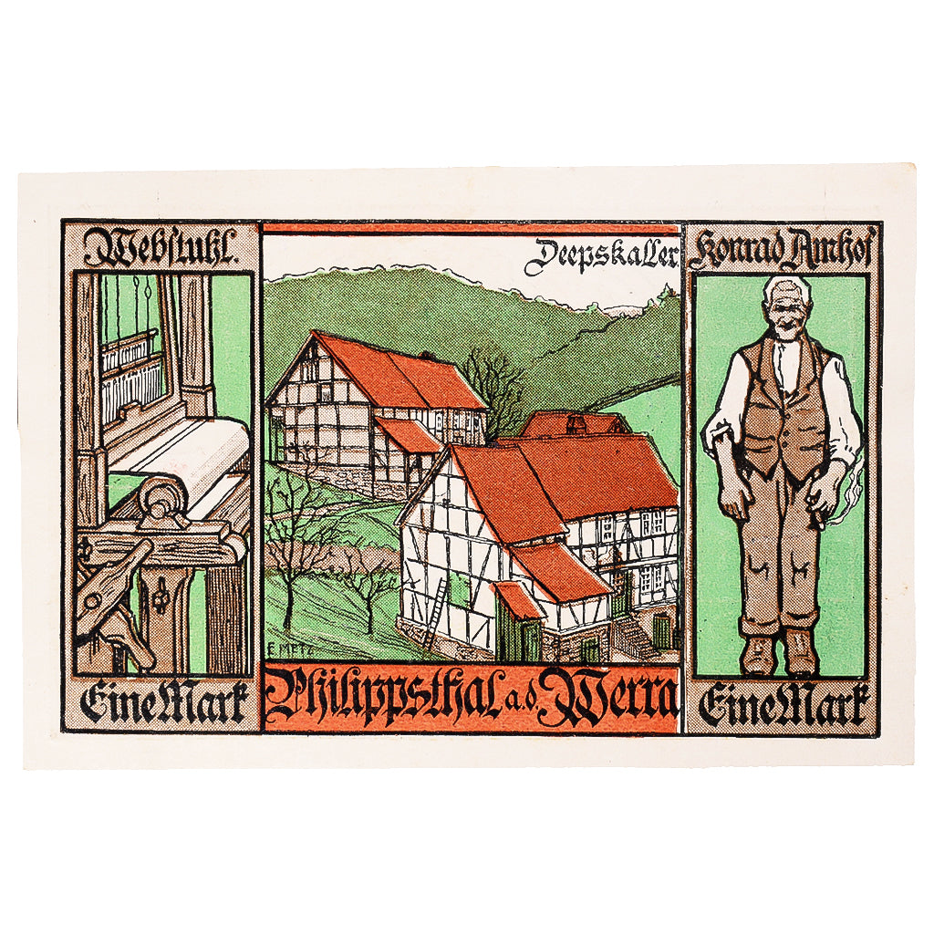 Geldschein, Deutschland, Philippsthal, 1 Mark, Blason 1921 UNZ- Mehl:1058.1