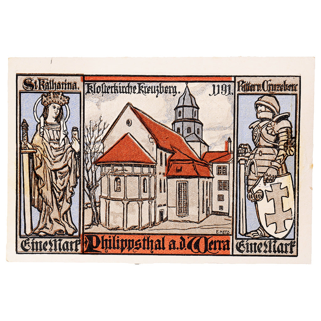 Geldschein, Deutschland, Philippsthal, 1 Mark, Eglise 1921 UNZ- Mehl:1058.1