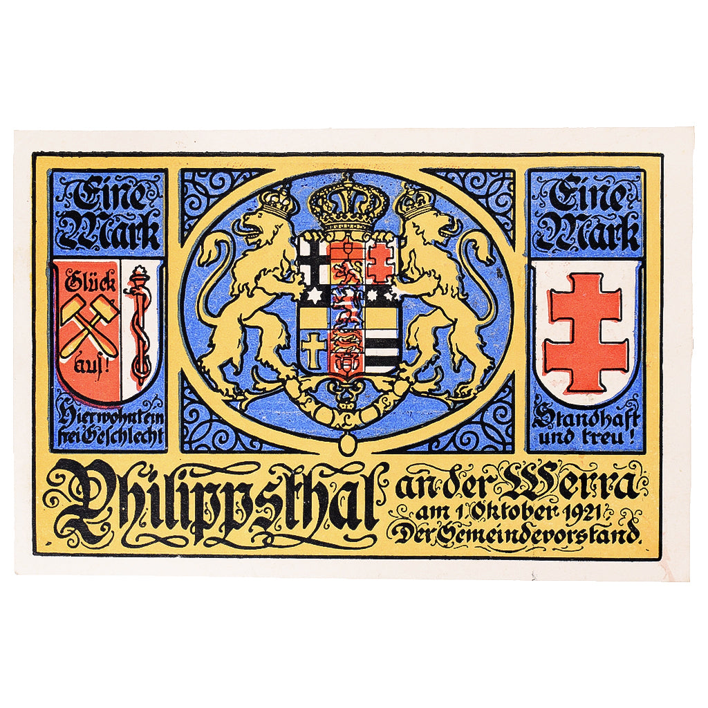 Geldschein, Deutschland, Philippsthal, 1 Mark, château, 1921, UNZ- Mehl:1058.1