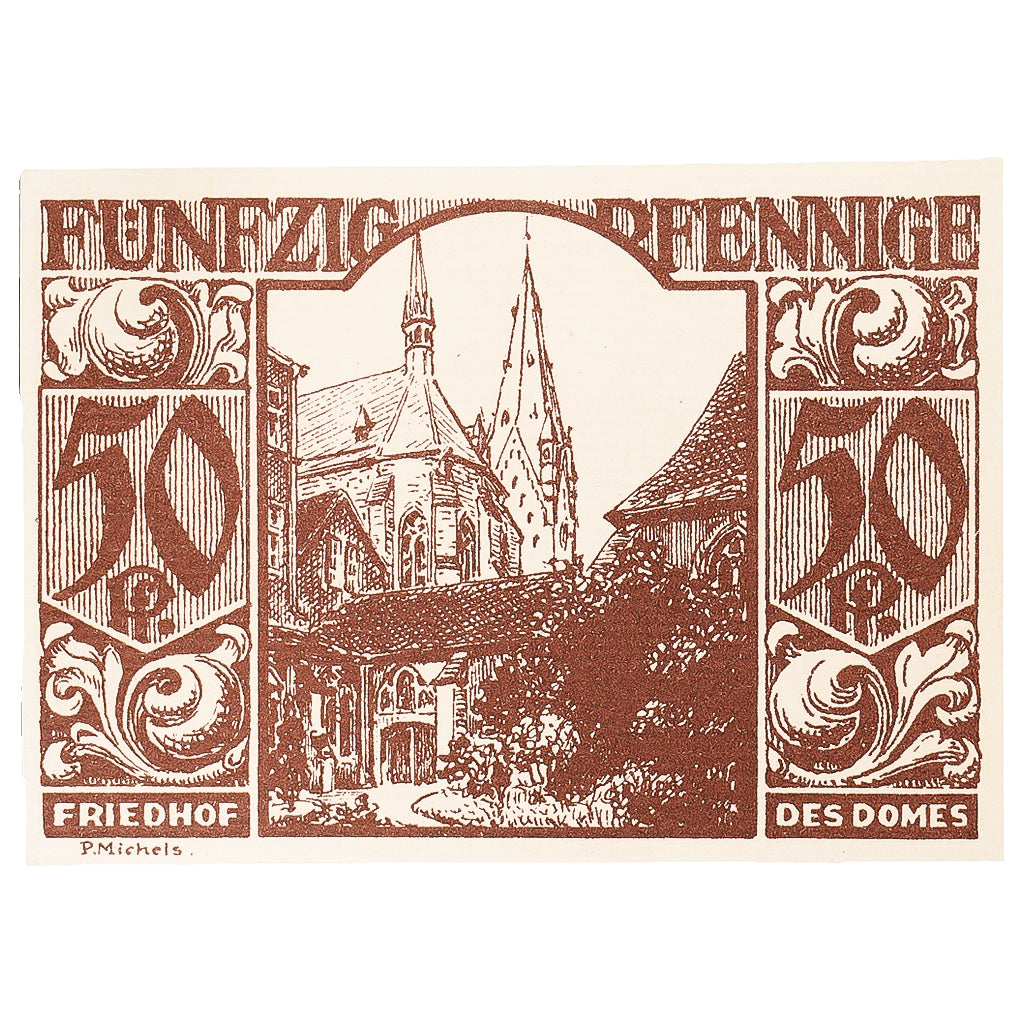 Geldschein, Deutschland, Paderborn, 50 Pfennig, Eglise 1921 UNZ- Mehl:1043.5