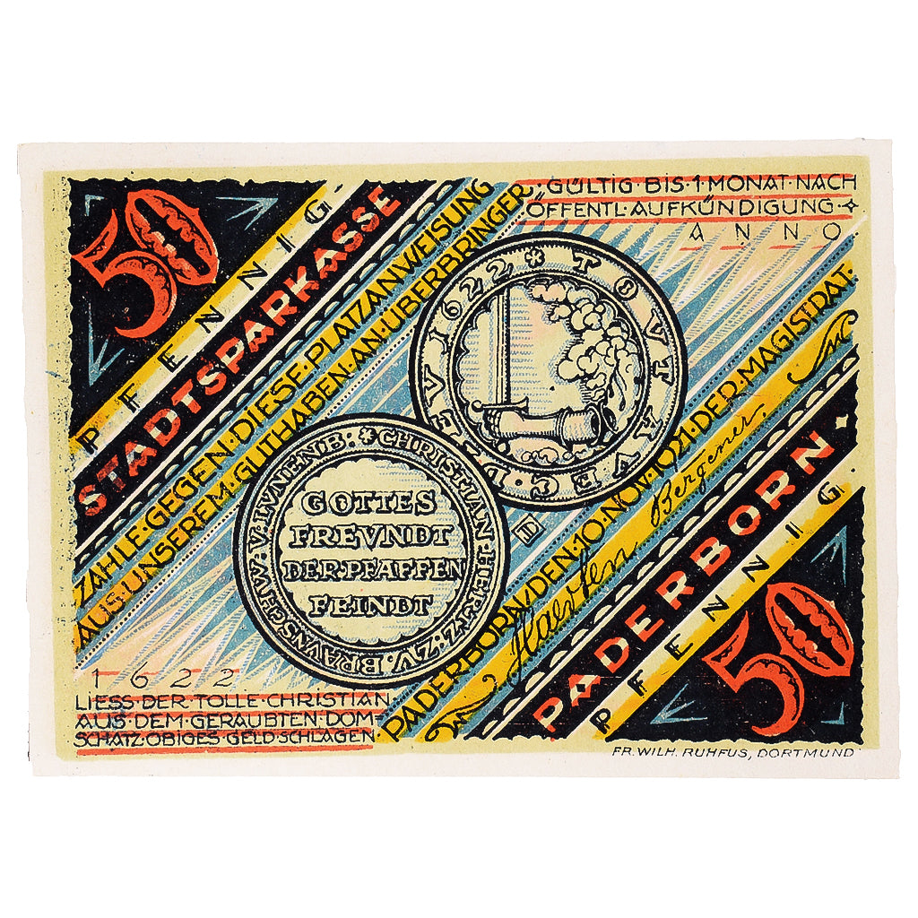 Banconote, Germania, Paderborn, 50 Pfennig, cheval 1921-11-10, SPL Mehl:1043.3