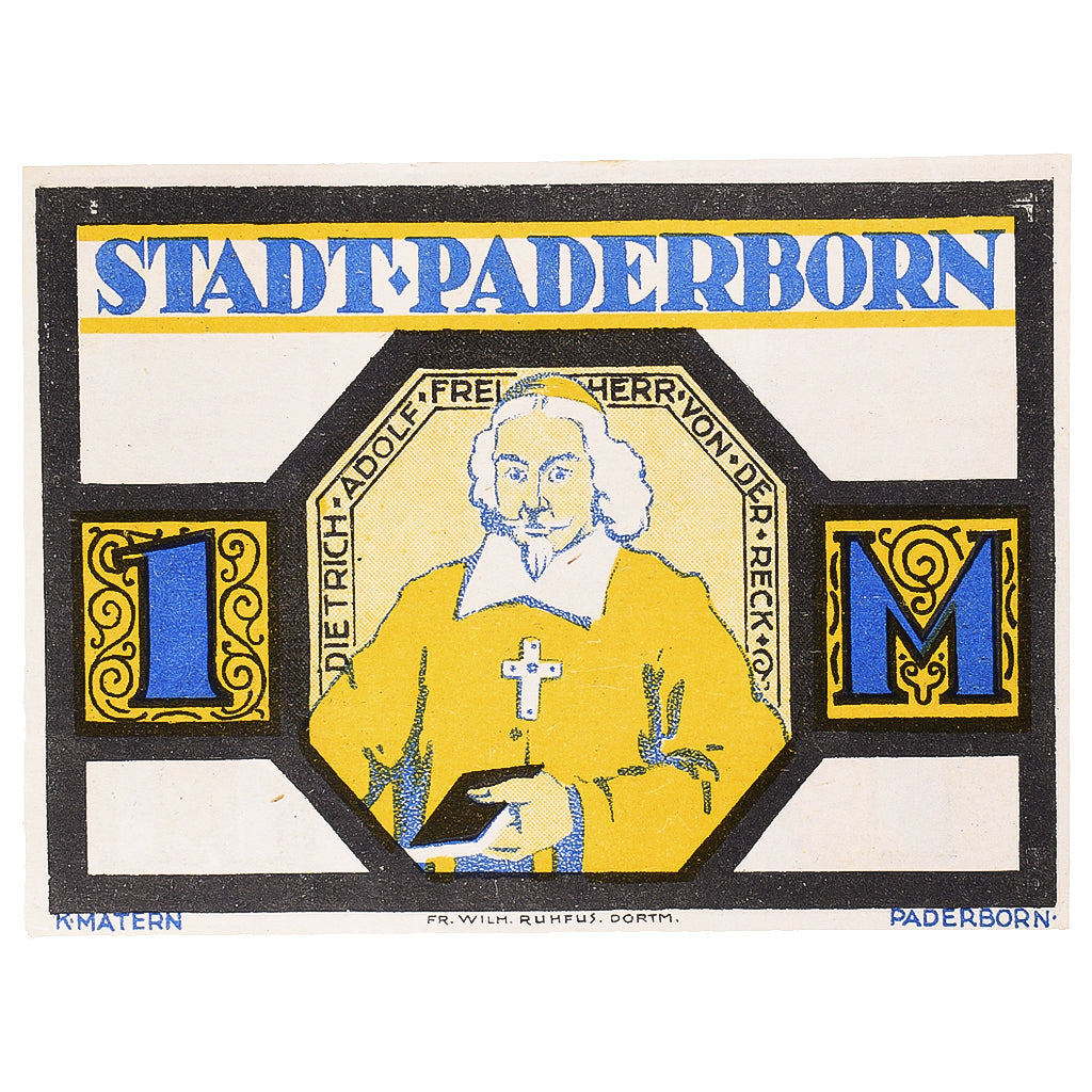 Banknot, Niemcy, Paderborn, 1 Mark, Eglise 1921-11-10, UNC(63) Mehl:1043.1