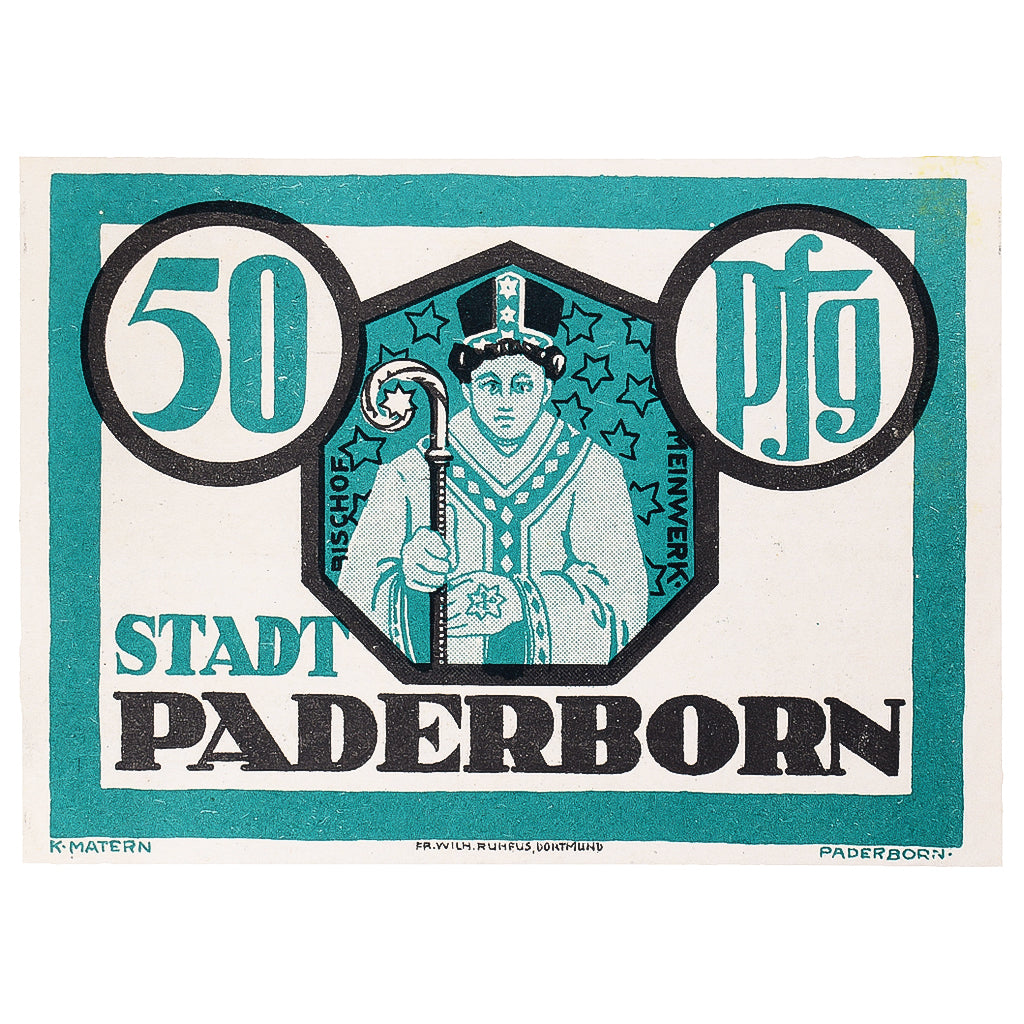 Banconote, Germania, Paderborn, 50 Pfennig, château, 1921 SPL Mehl:1043.1