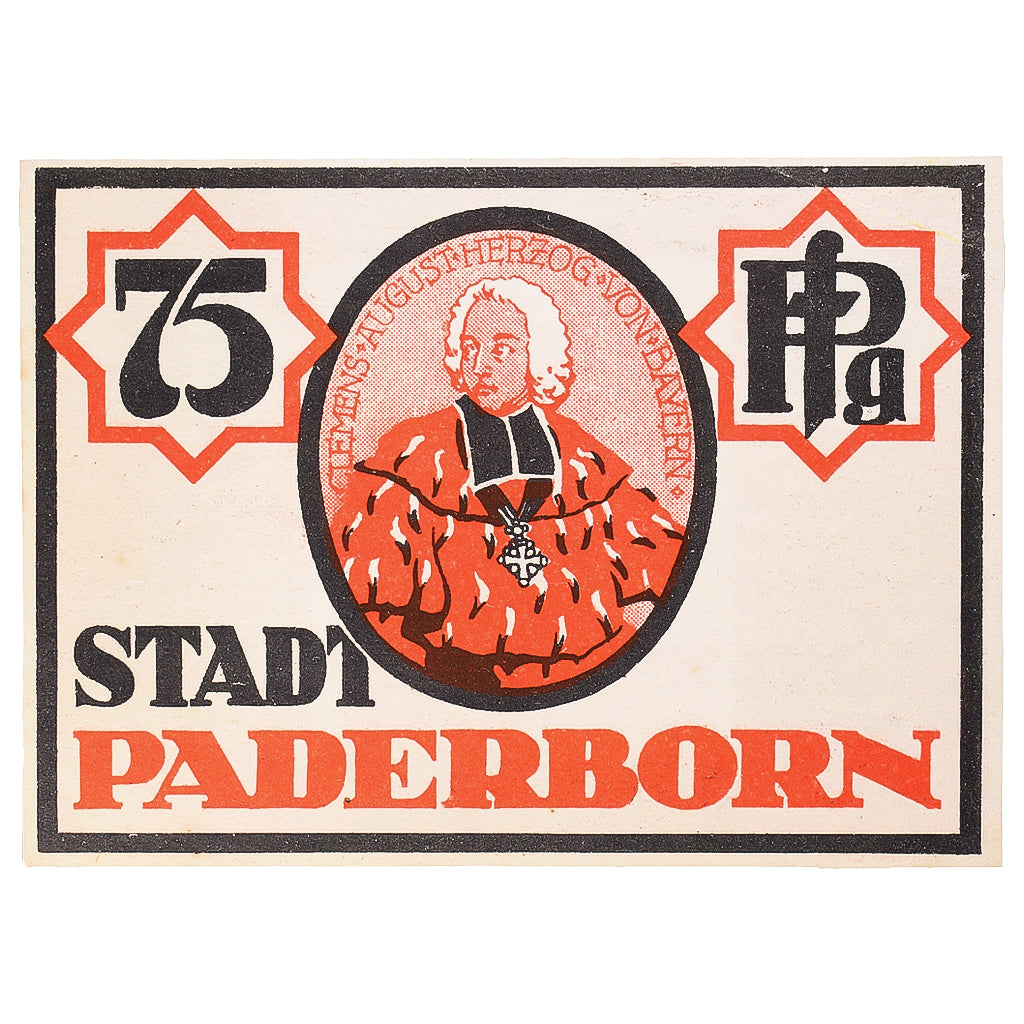 Banconote, Germania, Paderborn, 75 Pfennig, statue, 1921 SPL Mehl:1043.1