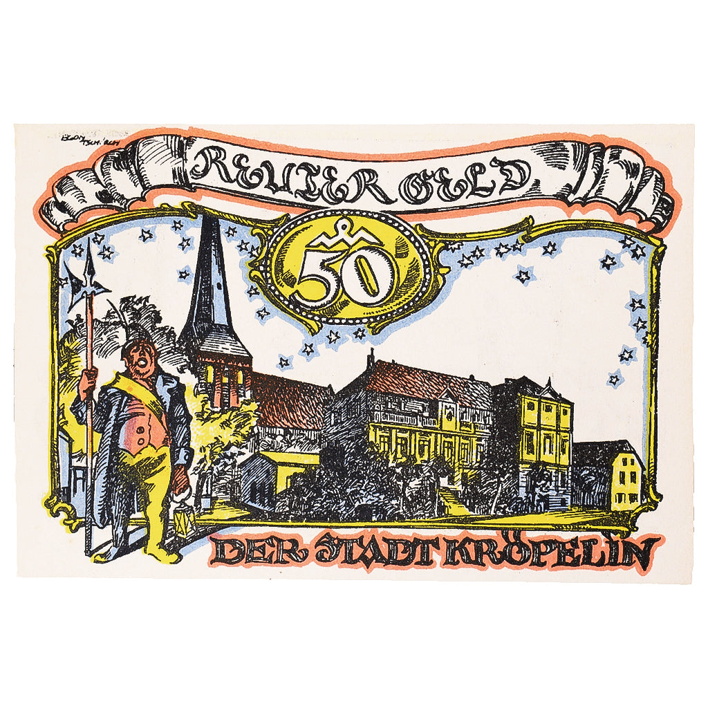 Banconote, Germania, Kröpelin, 50 Pfennig, village, 1922 SPL Mehl:746.1
