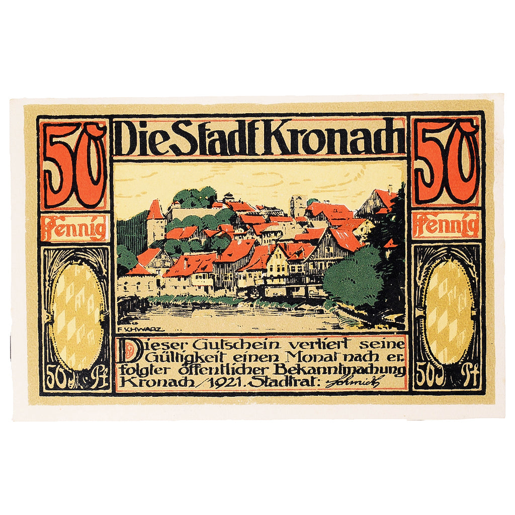 Geldschein, Deutschland, Kronach, 50 Pfennig, Blason, 1921, UNZ-, Mehl:747.1