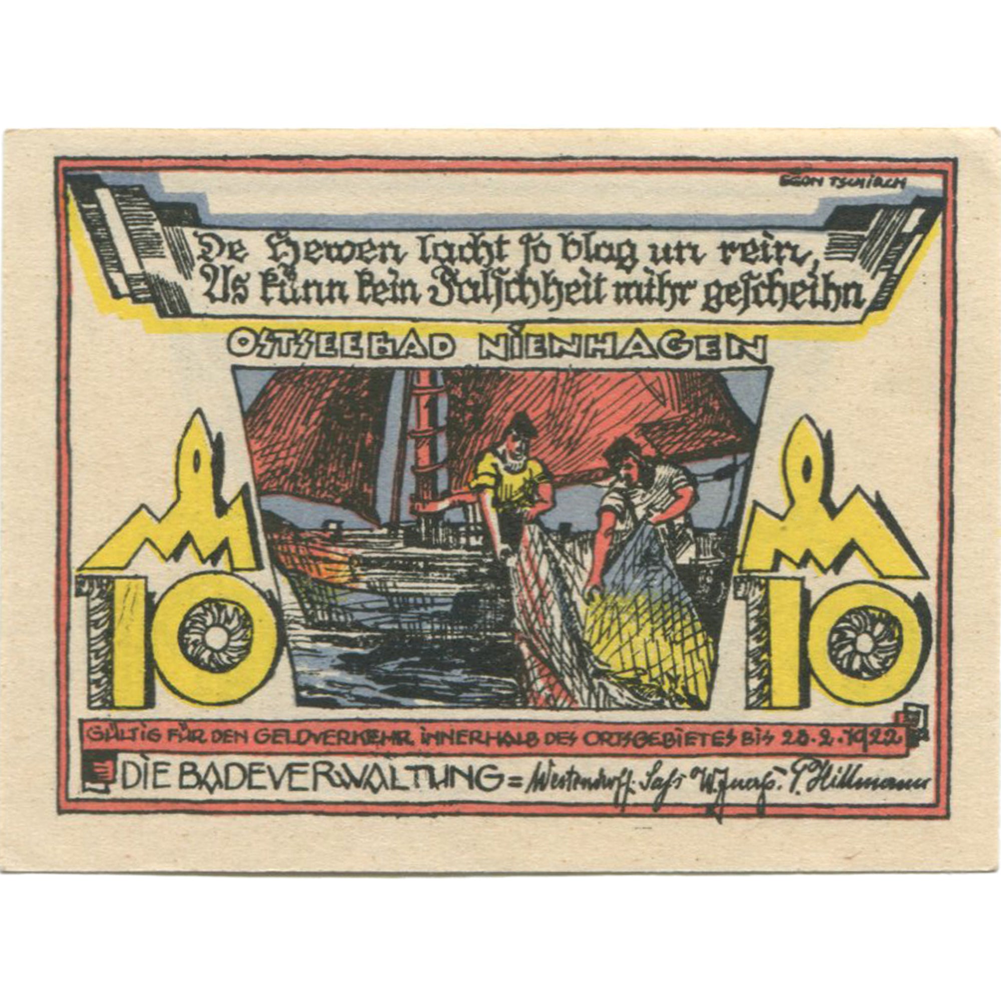 Geldschein, Deutschland, Nienhagen, 10 Pfennig, pêche, 1922, UNZ-, Mehl:975.1