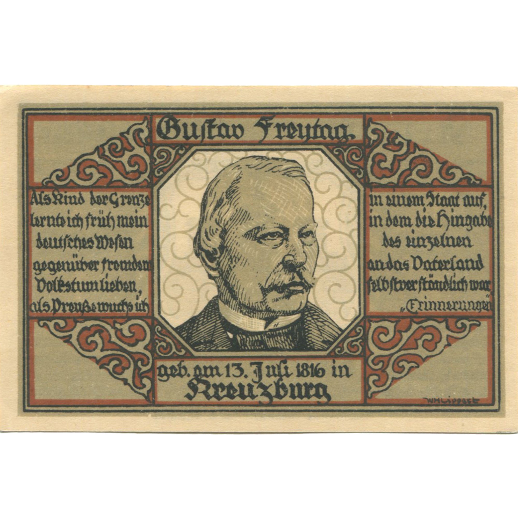 Banknot, Niemcy, Kreuzburg, 1 Mark, portrait, 1921, UNC(63), Mehl:744.3b