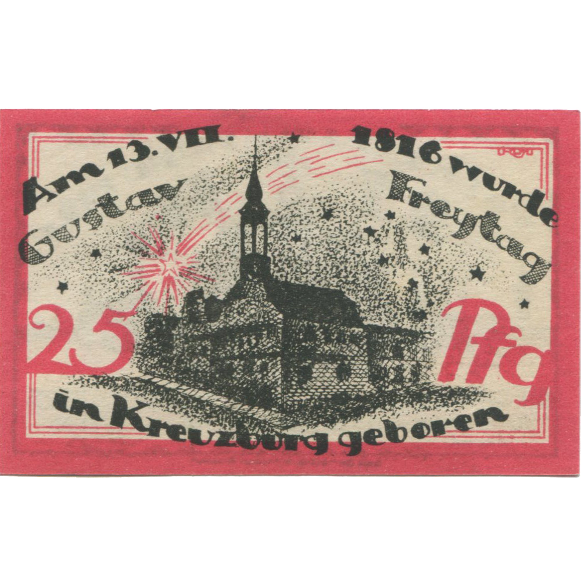 Geldschein, Deutschland, Kreuzburg, 25 Pfennig, château, 1921 UNZ- Mehl:744.1