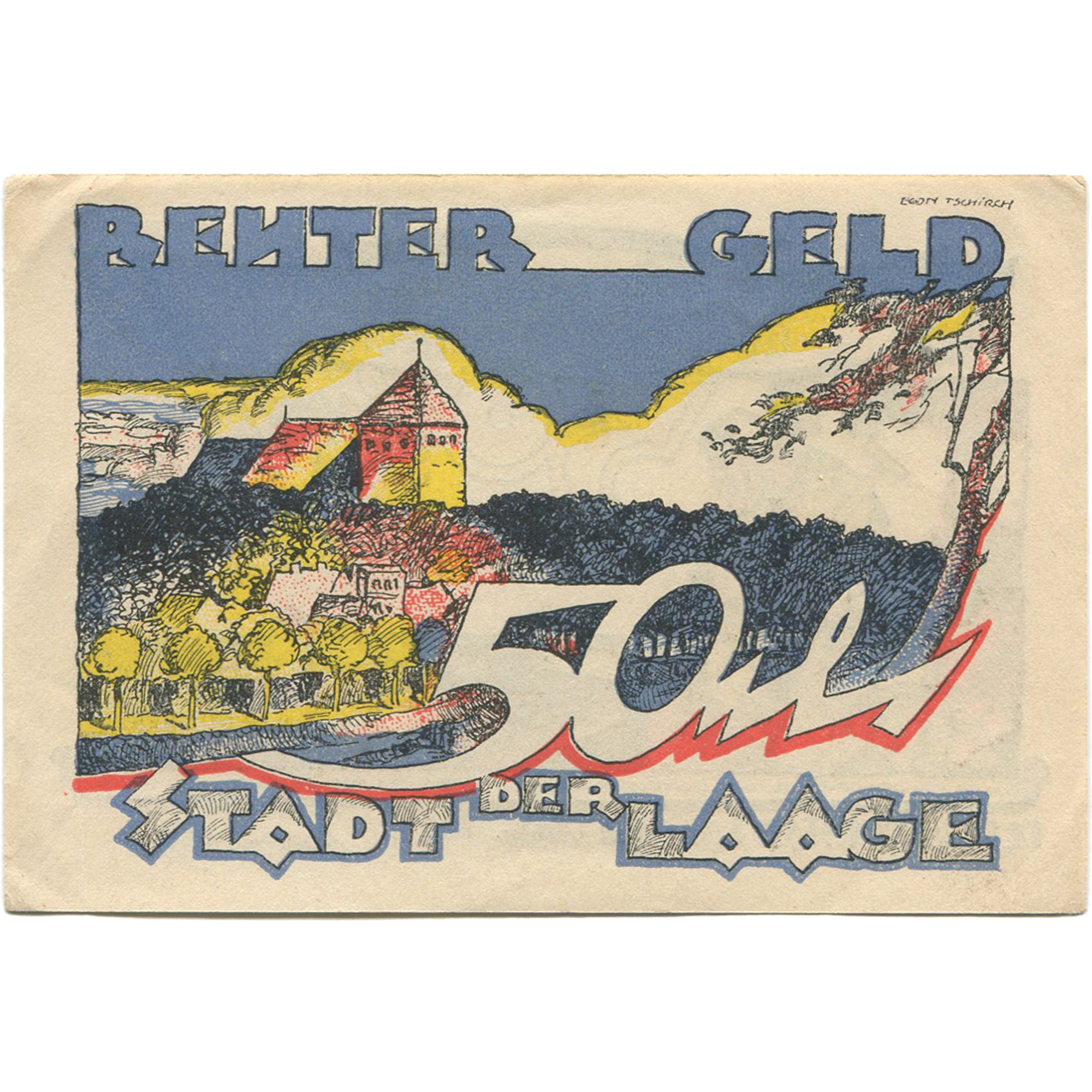 Banknot, Niemcy, Laage, 50 Pfennig, paysage 1922-02-28, UNC(63) Mehl:754.1