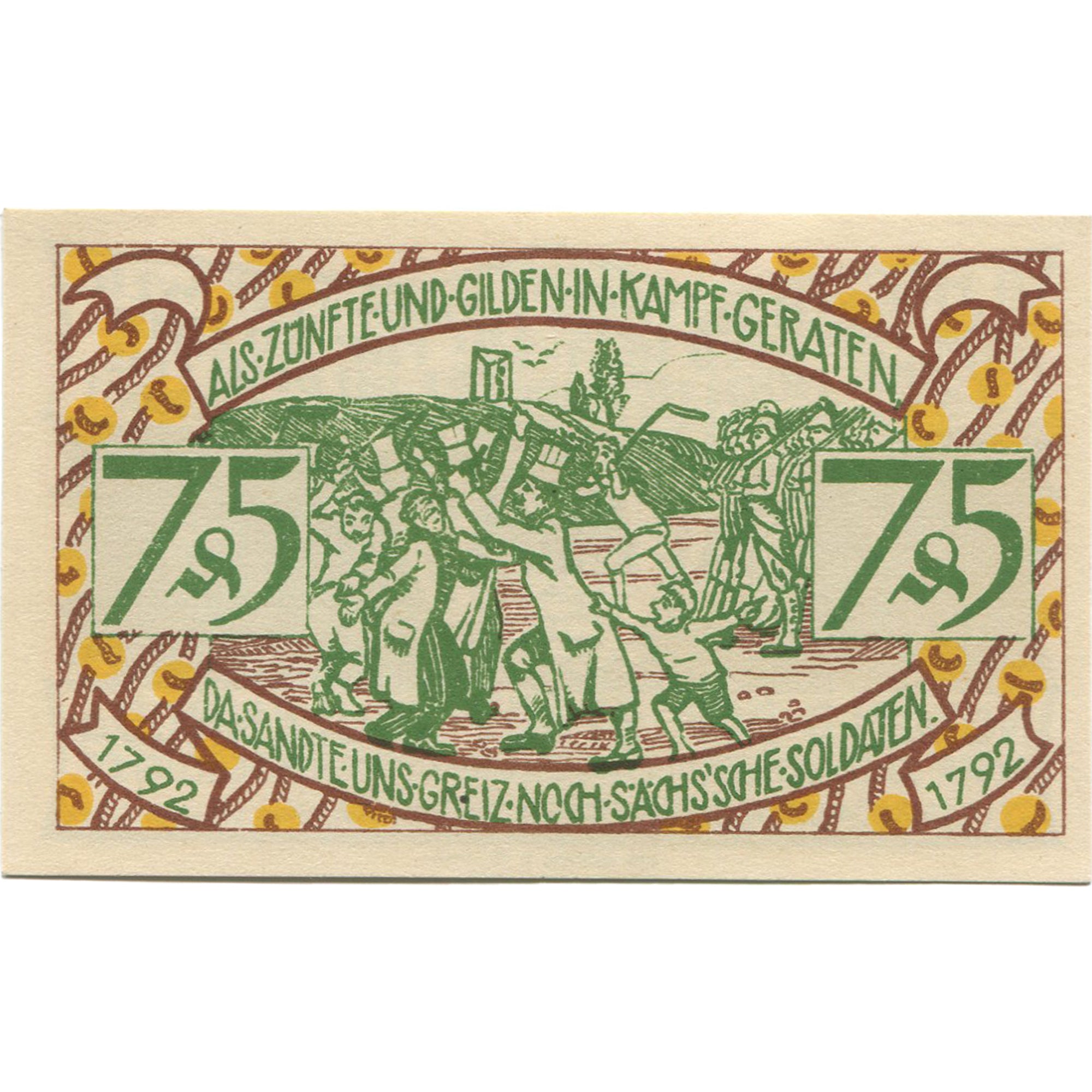 Geldschein Deutschland Zeulenroda 75 Pfennig personnage 1, 1921 UNZ- Mehl:1470.1