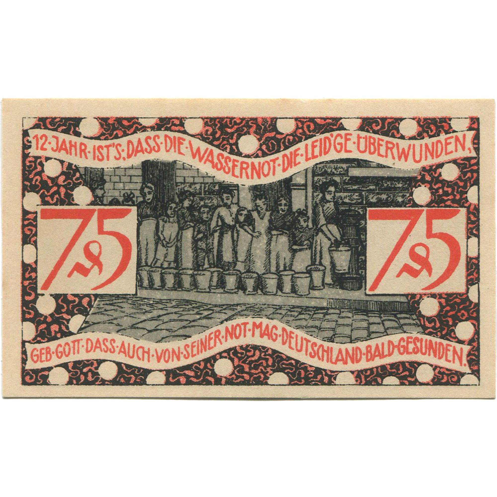 Banconote, Germania, Zeulenroda, 75 Pfennig, personnage 3, 1921 SPL Mehl:1470.1