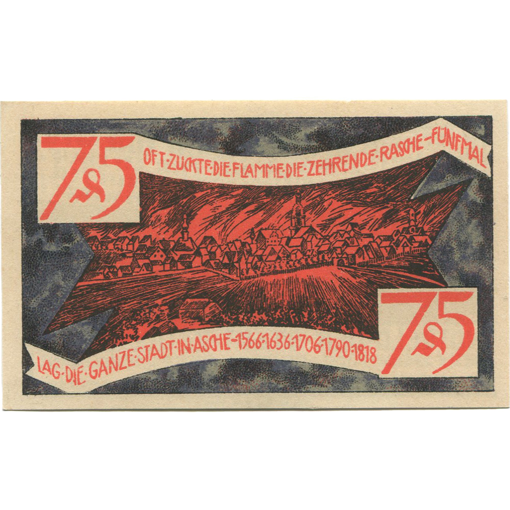 Geldschein, Deutschland, Zeulenroda, 75 Pfennig, village, 1921 UNZ- Mehl:1470.1