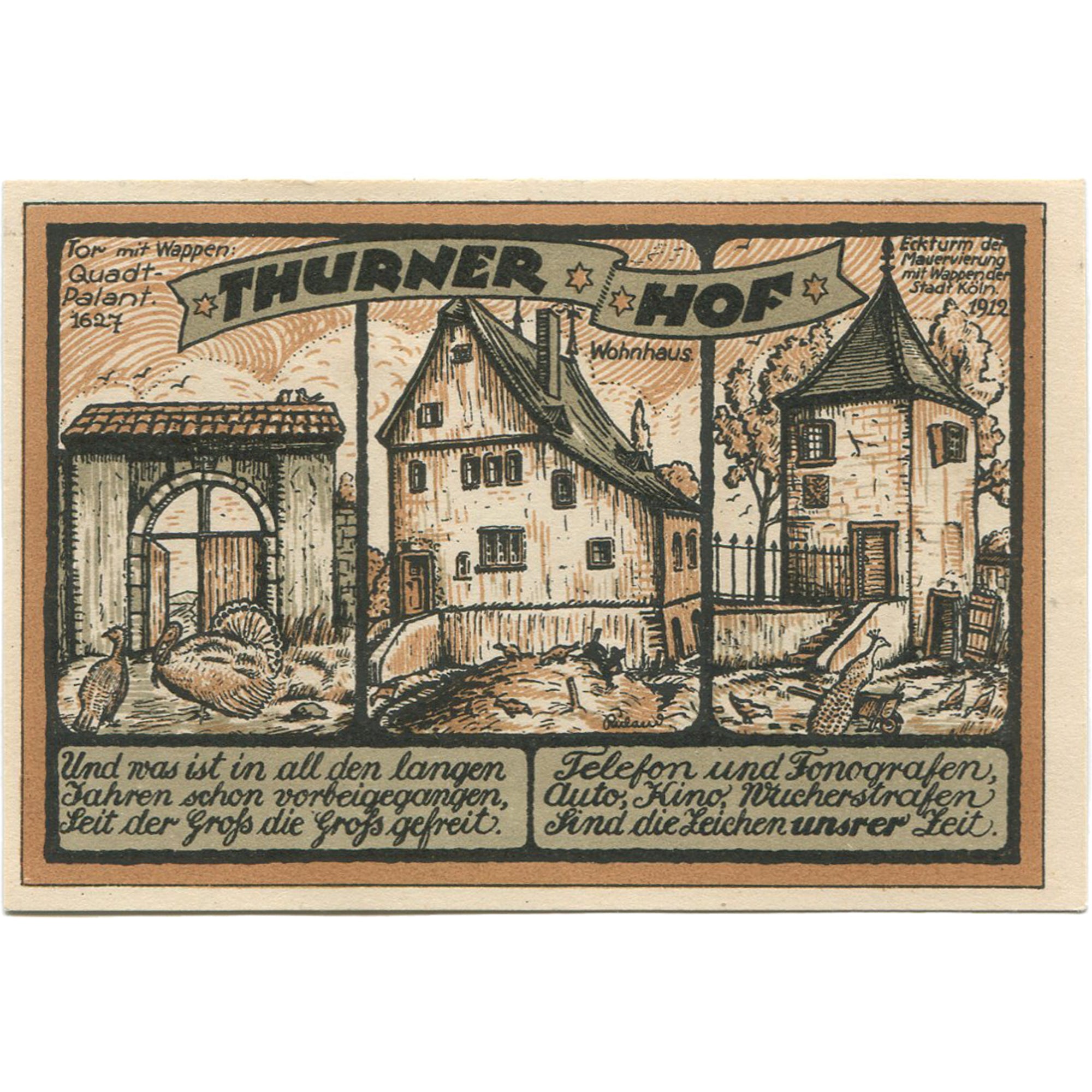 Geldschein, Deutschland, Köln, 25 Pfennig, Maison, 1922, UNZ-, Mehl:719.1b